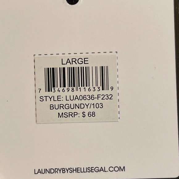 Laundry By Shelli Segal Full Zip Jacket -  Burgundy - Large - NWT - Picture 5 of 6